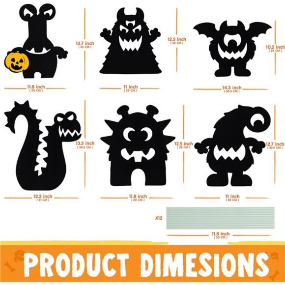 6 Pcs Halloween Yard Signs Decorations Outdoor, Halloween Monster Stakes - Picture 2 of 8